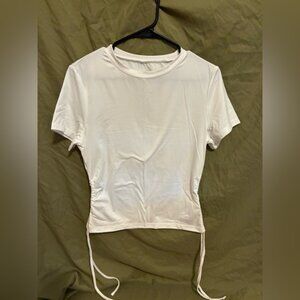 SHEIN White Ruched Short Sleeve Tee